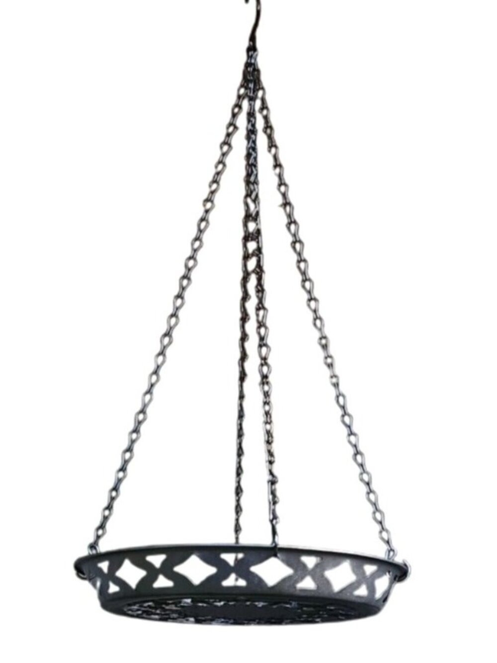 Black Metal Hanging Planter Basket 12 Rustic Farmhouse Boho Indoor Outdoor - Picture 6 of 8